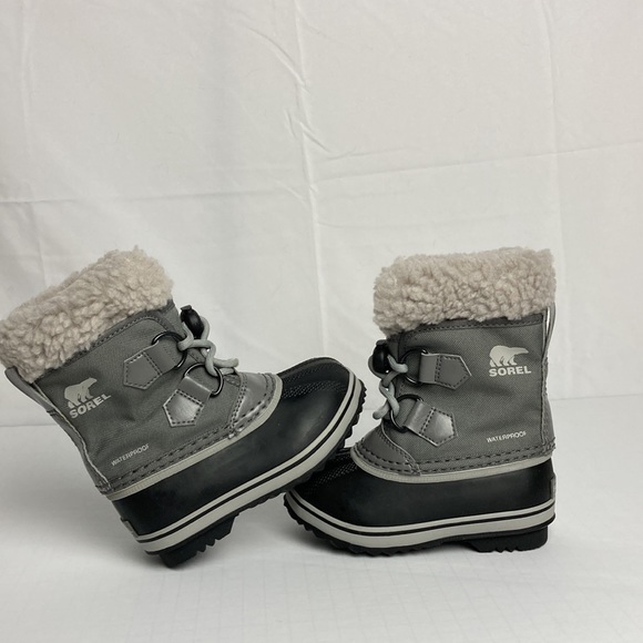 Child's Nylon Waterproof Yoot Pak Boot by Sorel Size 8 Snow Booties Black/Gray - Picture 7 of 10